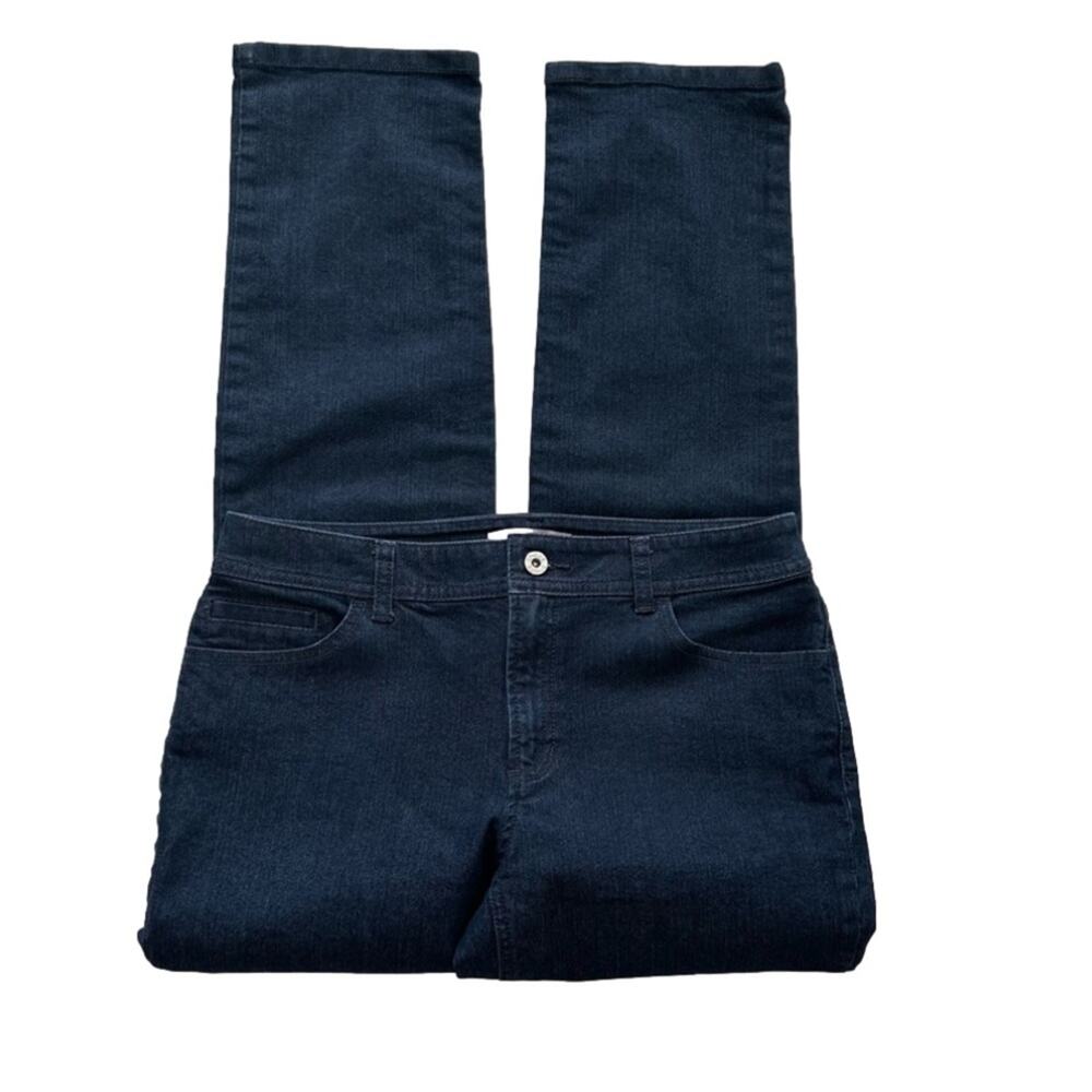 Chico’s Jeans Dark Wash Rhinestone Back Pockets Straight Leg Denim Size 6 Short - Picture 12 of 12